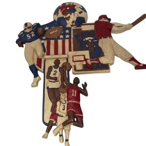 Vintage Homco 7628 3D Sports Wall Art Football Baseball Basketball Plaque